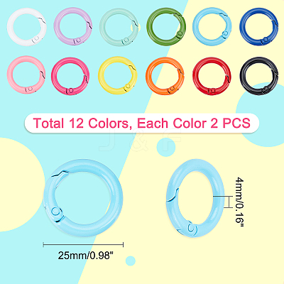 24Pcs 12 Colors Spray Painted Eco-Friendly Alloy Spring Gate Rings FIND-PH0003-35-1
