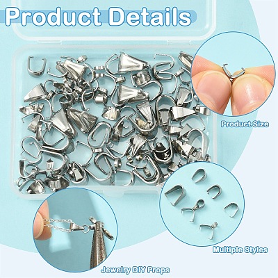 90Pcs 6 Styles 201 & 304 Stainless Steel Snap on Bails STAS-YW0003-28-1
