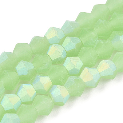 Imitation Jade Bicone Frosted Glass Bead Strands GLAA-F029-JM4mm-A01-1