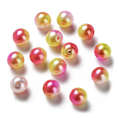 Rainbow ABS Plastic Imitation Pearl Beads OACR-Q174-5mm-17-1