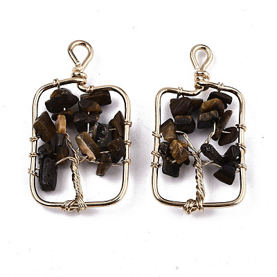 Natural Tiger Eye Pendants G-T131-93-1