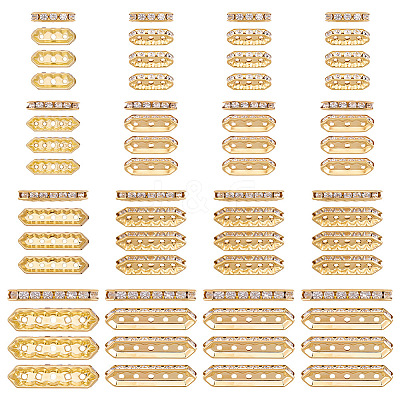 120Pcs 4 Styles Alloy Crystal Rhinestone Spacer Bars FIND-ME0004-07G-1
