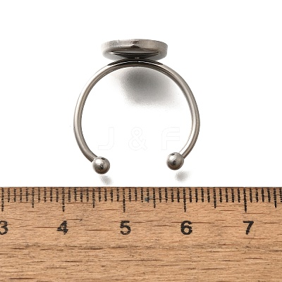 304 Stainless Steel Open Cuff Ring Components STAS-M057-01D-P-1