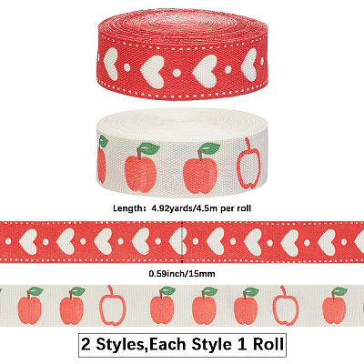 2 Rolls 2 Styles 50% Cotton & 50% Rayon Ribbon OCOR-CY0003-57-1