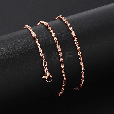Brass Singapore Chains Necklaces for Women NJEW-D302-38RG-1