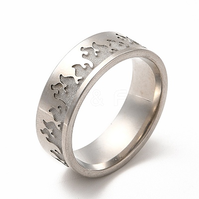 201 Stainless Steel Grooved Finger Ring Settings STAS-P323-07P-1