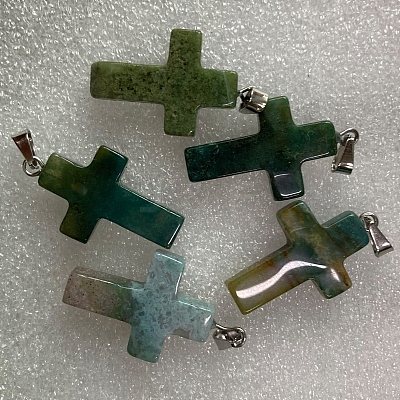 Natural Indian Agate Pendants G-PW0006-02P-31-1