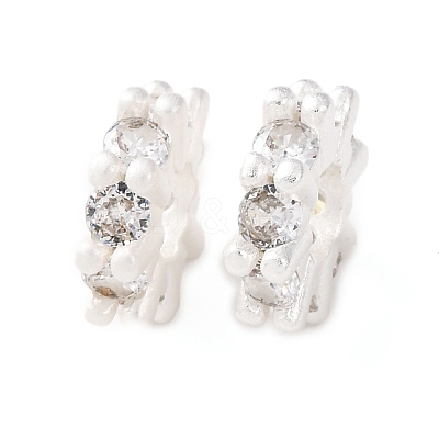 Brass Micro Pave Cubic Zirconia European Beads KK-C157-09B-S-1