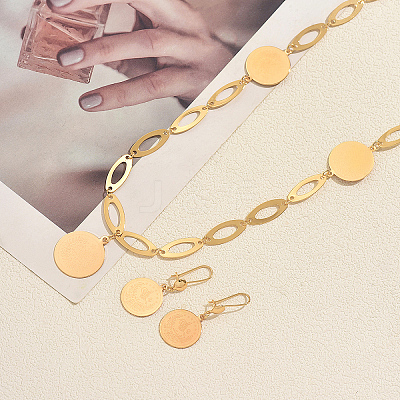 Vintage Iron Coin Pendant Necklace & Earring Set for Women Party and Formal Wear DS6175-1
