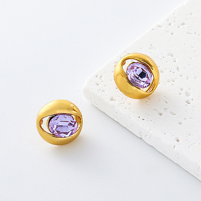 304 Stainless Steel Rhinestone Stud Earrings for Women OH3456-3-1