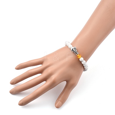 Men's Natural Howlite & Lava Rock Stretch Beaded Bracelets Sets BJEW-JB05429-1