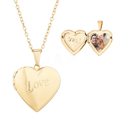 304 Stainless Steel Heart Locket Pendant Necklaces for Photo NJEW-WH0020-97E-1