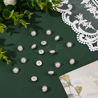30Pcs 1-Hole Alloy Rhinestone Shank Buttons BUTT-MA0001-08B-1