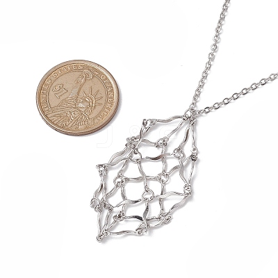 Non-Tarnish 3Pcs 3 Styles 304 Stainless Steel Cable Chain Macrame Pouch Empty Stone Holder Necklace Making NJEW-JN04971-1