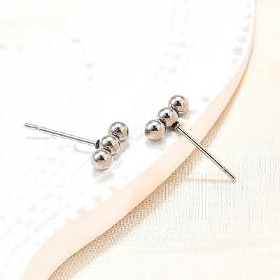 Tarnish Resistant 201 Stainless Steel Beaded Horizontal Bar Stud Earrings with 316 Stainless Steel Pin for Women X-STAS-K238-01P-1