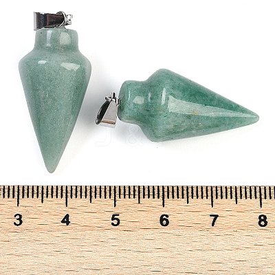 Natural Green Aventurine Gemstone Pointed Pendants G-K384-01P-01-1