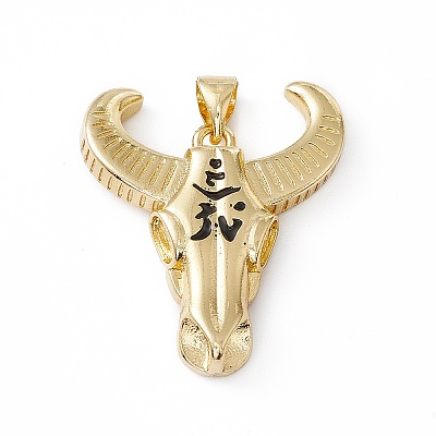 Brass Black Enamel Pendants KK-I692-07G-1