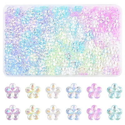 97.2G 6 Colors Transaparent Acrylic Beads PACR-FS0001-07-1