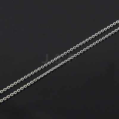 Anti-Tarnish Trendy Unisex Rhodium Plated 925 Sterling Silver Cable Chains Necklaces STER-M034-A-07-1