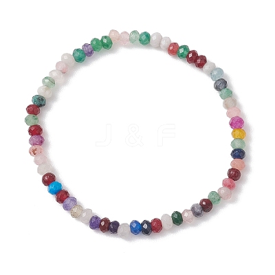 Dyed Natural Malaysia Jade Rondelle Beads Stretch Bracelets for Women BJEW-JB13041-1
