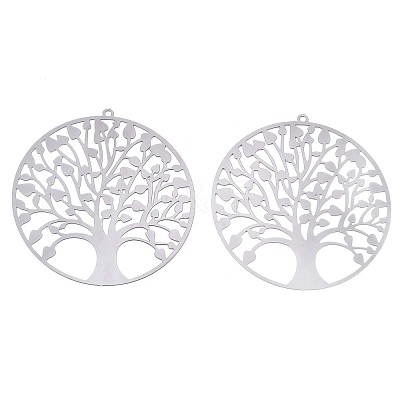 Non-Tarnish 201 Stainless Steel Filigree Pendants STAS-R102-37P-1