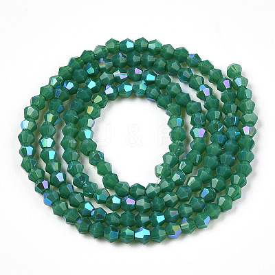 Opaque Solid Color Electroplate Glass Beads Strands EGLA-A039-P2mm-L07-1