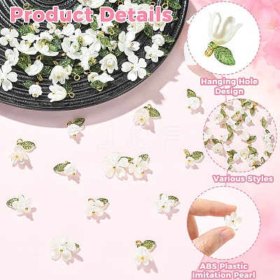 60Pcs 6 Styles Imitated Pearl Acrylic & Resin Pendants PALLOY-YW00195-1