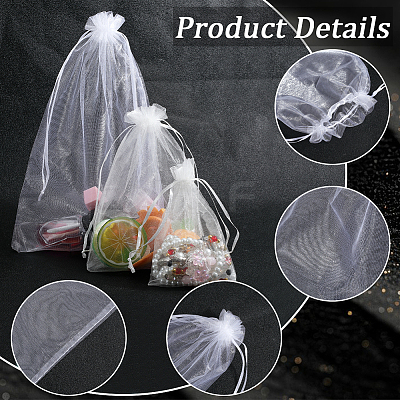 100Pcs 3 Styles Large Organza Pouches Portable Shoes Bag Travel Storage Drawstring Bags OP-SP0001-05-1