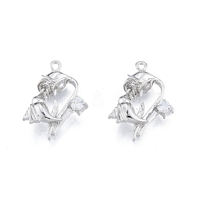 Brass Micro Pave Clear Cubic Zirconia Pendants KK-G432-12P-1