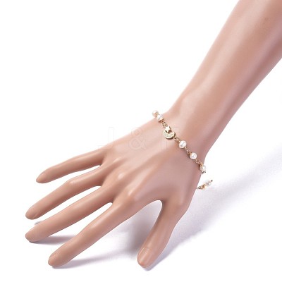 Natural Pearl Link Bracelets BJEW-JB04884-1
