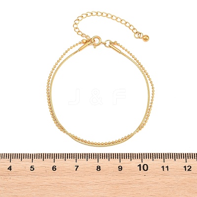 304 Stainless Steel Ball Chain & Snake Chain Double Layers Bracelets for Women BJEW-D460-06G-1