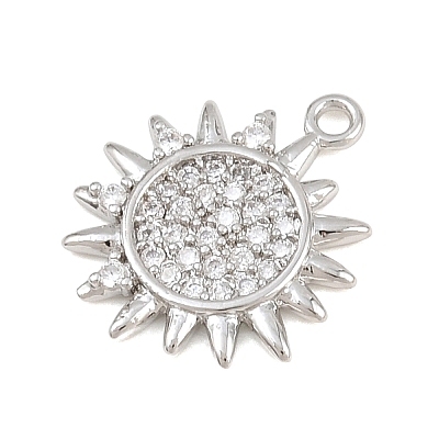 Brass Micro Pave Clear Cubic Zirconia Charms CU-CBA0565-06P-1