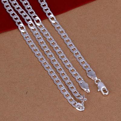 Popular Silver Color Plated Brass Curb Chain Necklaces For Men NJEW-BB12724-28-1