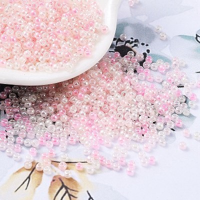 12/0 Grade A Round Two Tone Glass Seed Beads SEED-XCP0001-17-1