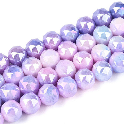 Anti-Tarnish Electroplate Glass Beads Strands GLAA-N010-10mm-14-1