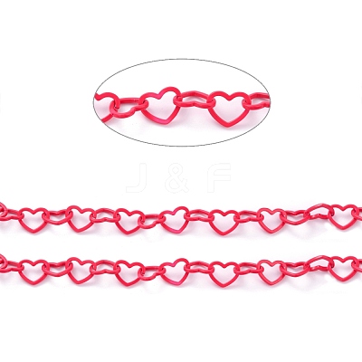 Spray Painted Brass Heart Link Chains CHC-I038-25B-1
