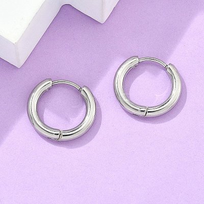 Tarnish Resistant 304 Stainless Steel Huggie Hoop Earrings EJEW-F111B-16mm-P-1