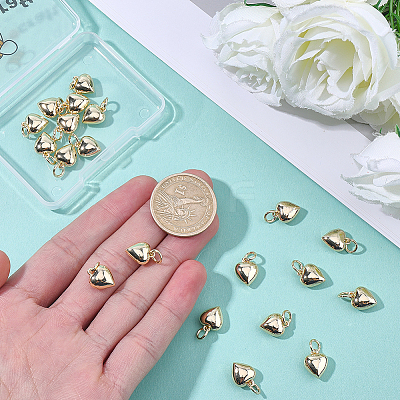 20Pcs Rack Plating Brass Heart Charms KK-BBC0024-87B-1