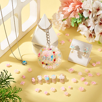 200Pcs Flower & Butterfly Resin Cabochons CRES-TA0001-89F-1