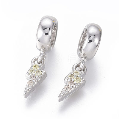 Brass Micro Pave Cubic Zirconia European Dangle Charms ZIRC-G153-12P-1