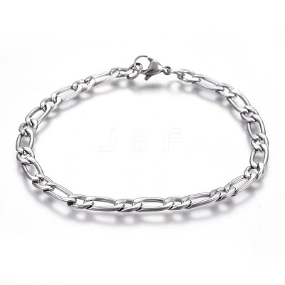 Tarnish Resistant 304 Stainless Steel Figaro Chain Bracelets BJEW-L637-04A-P-1