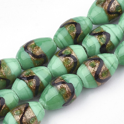Handmade Gold Sand Lampwork Beads LAMP-T006-01G-1