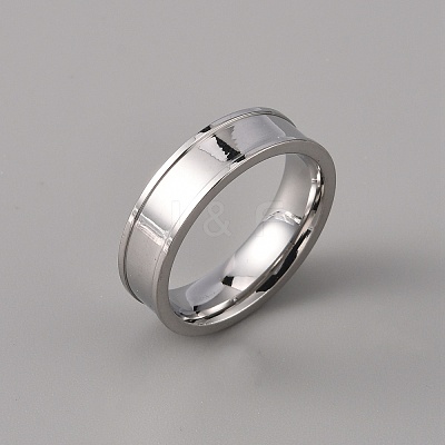 201 Stainless Steel Grooved Finger Ring Settings STAS-WH0027-27D-P-1