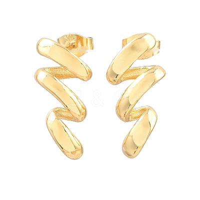 Wave 304 Stainless Steel Stud Earrings with 316 Surgical Stainless Steel Pins for Women SA-CBAB549-02G-1