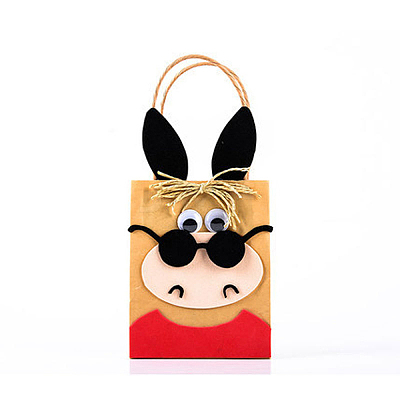 DIY Rectangle with Donkey Pattern Kraft Paper Bag Making Set DIY-F079-02-1