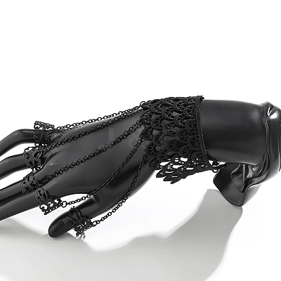 2Pcs Halloween Gothic Finger Ring Bracelets for Women BJEW-CN0001-15-1