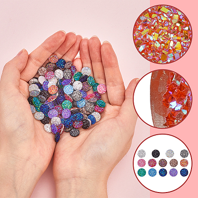 140Pcs 14 Colors Druzy Resin Decoden Cabochons RESI-SC0005-55-1