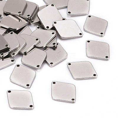 Tarnish Resistant Smooth Surface Stainless Steel Rhombus Stamping Blank Tag Links connectors STAS-R064-72-1