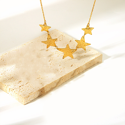 Stylish 304 Stainless Steel Star Moon Bib Necklaces for Women WQ3777-1-1