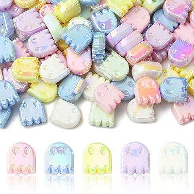 20Pcs UV Plating Acrylic Beads OACR-YW0005-01-1